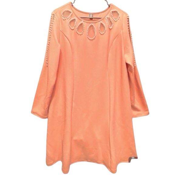 SHEIN Curve Women Pullover Dress Dusty Rose & Ivory Pearl detail Around Neck 0XL - Picture 1 of 16